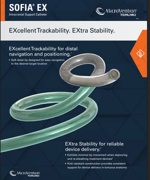 Terumo Neuro ISC5105ST SOFIA™ EX Intracranial Support Catheter, 5Fr X 105cm, Straight tip, Distal Soft Length 9cm. Box of 01