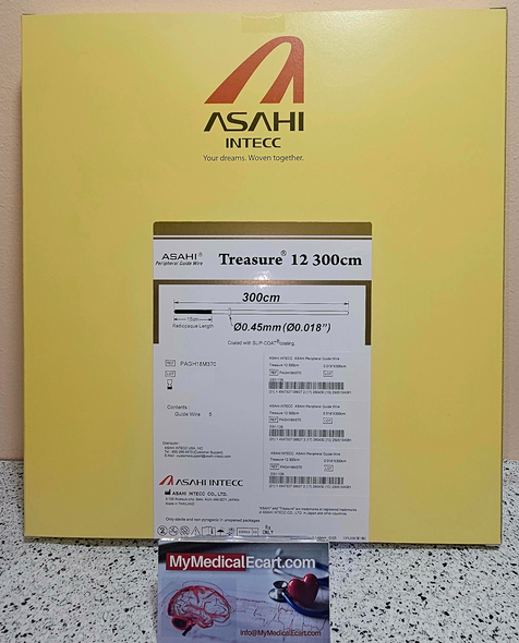ASAHI PAGH18M370 Treasure® 12 0.018 inch,  Peripheral Guide Wire 300cm x 0.045mm, Straight.  Box of 05