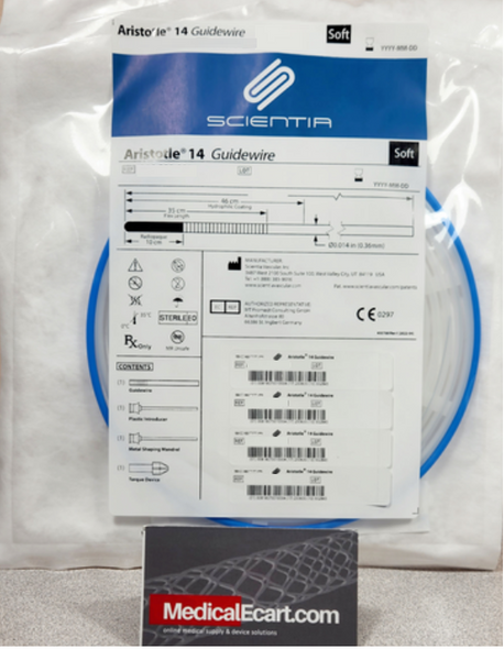 Scientia A14-300-001 Aristotle ® 14 Guidewire Soft Profile Exchange Wire, 0.014" X 300 cm Length, Box of 01