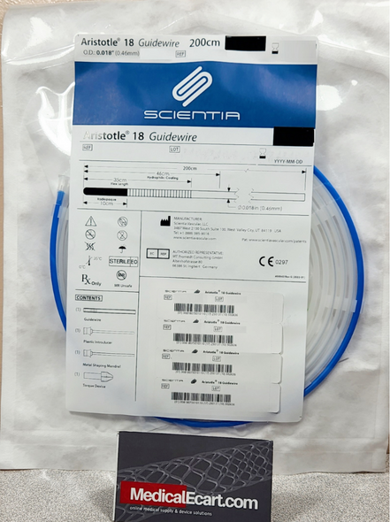 Scientia A18-200-001 Aristotle ® 18 Guidewire, SOFT Profile Wire, 0.018" X 200 cm Length, Box of 01