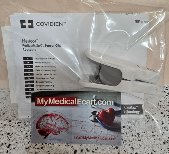Covidien D-YSPD Nellcor™ Multisite SpO2 Sensors, Pediatric Clip - Use with SpO2 sensor 3-40 kg, Reusable, Pack of 01
