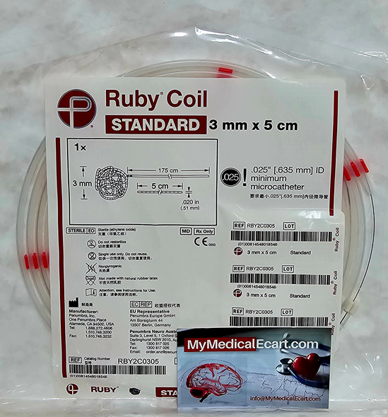 Penumbra RBY2C0305  Ruby® Coil STANDARD 3mm x 5cm. Box of 01