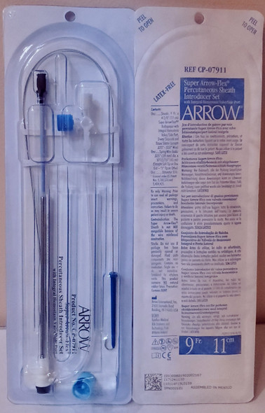 Arrow CP-07911 Super Arrow-Flex Sheath Introducer Set with Wire Guide, 9Fr. , 11 cm. Case of 10