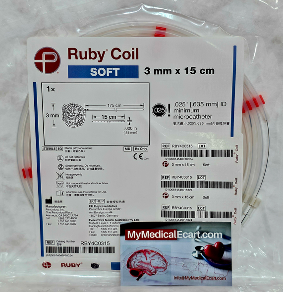 Penumbra RBY4C0315  Ruby® Coil SOFT 3mm x 15cm. Box of 01