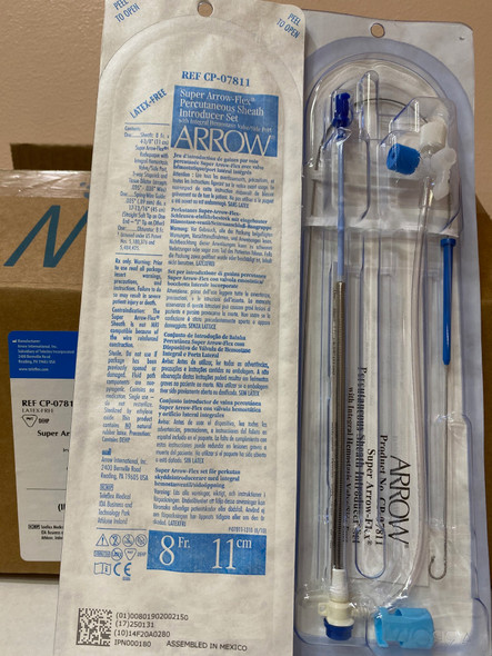 Arrow CP-07811 Super Arrow-Flex Sheath Introducer Set with Wire Guide, 8Fr. , 11 cm. Case of 10