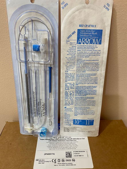 Arrow CP-07011 Super Arrow-Flex Sheath Introducer Set with Wire Guide, 10Fr. , 11 cm. Case of 10