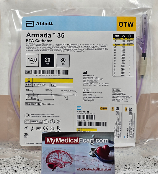 Abbott B1140-020 Armada™ 35 Percutaneous Transluminal Angioplasty (PTA) Catheter, 14.0mm x 20mm x 80cm, Box of 01