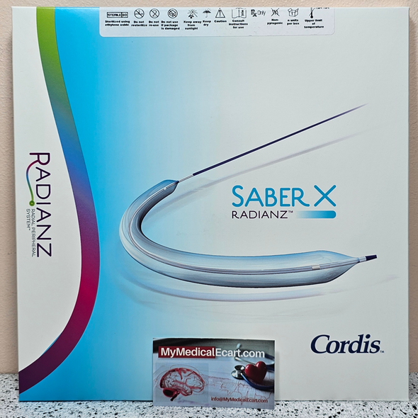 Cordis R51008008L SABERX RADIANZ™ 5Fr .018 PTA Dilatation Catheter, Diameter 8.0mm X 8cm, Length 190cm, Box of 01