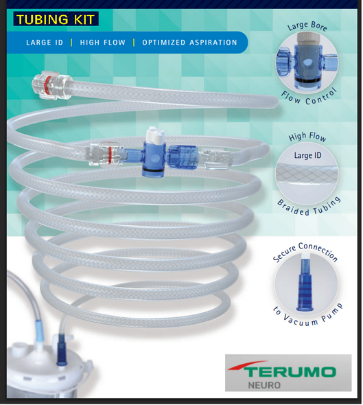 Terumo Neuro MVTK110 Tubing Kit, Minimum Tubing ID: 0.110 in / 2.8 mm, MINIMUM 1-WAY STOPCOCK ID: 0.106 in / 2.7 mm,  Total Tubing Length: 110 in / 279 cm. Box of 01 kit