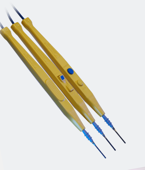 ConMed 130309A GoldLine® Push Button Disposable Electrosurgical Pencil with 1.00" Blade, 10.00' Cable and Safety Holster, Case of 40