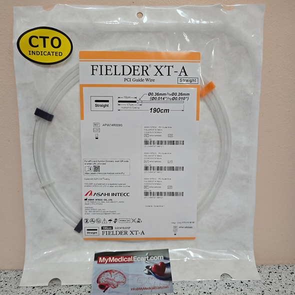 Asahi APW14R009S Fielder XT-A PTI Guidewire 0.014" X 190 cm Length, Straight Tip, Box of 5