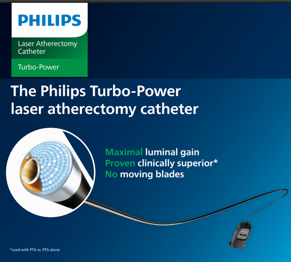 Philips 423-050 Turbo-Power Coronary Laser Atherectomy Catheter, 2.3 mm X 120 cm, Repetition rate 25-80 Hz, Box of 01