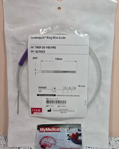 COOK G27033 Lunderquist® Ring Torque Interventional Wire Guide, THSF-35-145-THG, 0.035 inch x 125 cm Length, Straight Tip Configuration. Pack of 01