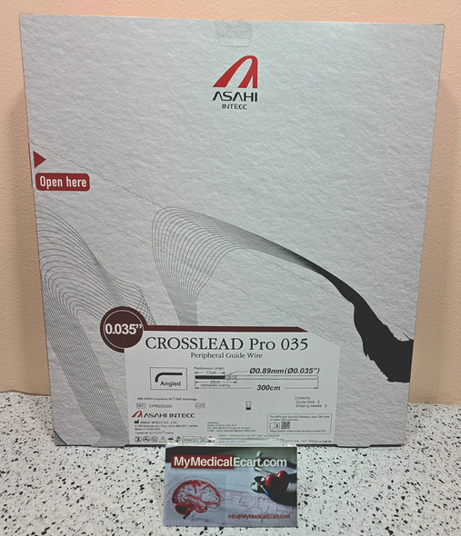 Asahi CPR03530A Crosslead® Pro 035 Peripheral Guide Wire, 0.035" X 300 cm, Coil Length 17 cm, Tip Angled, Box of 05