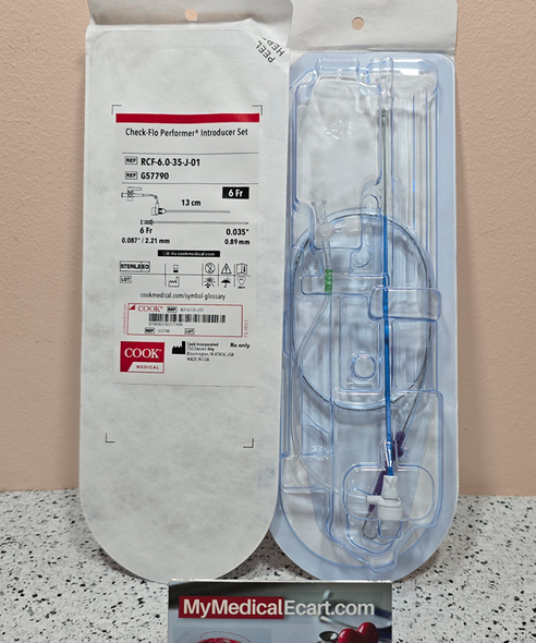 COOK G57790 Check-Flo® Performer™ RCF-6.0-35-J-01, Introducer Set 6Fr. x 13 cm, 0.035", Introducer that Includes a Wire Guide. Pack of 05