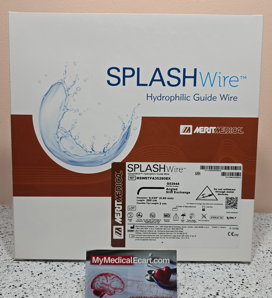 Medical MSWSTFA35260EX SPLASHwire™ Hydrophilic Steerable Guide Wire 0.035" STIFF ANGLED, 0.035” (0.89 mm) X 260cm, 3.0mm Angled Tip, Stiff exchange, Box of 05
