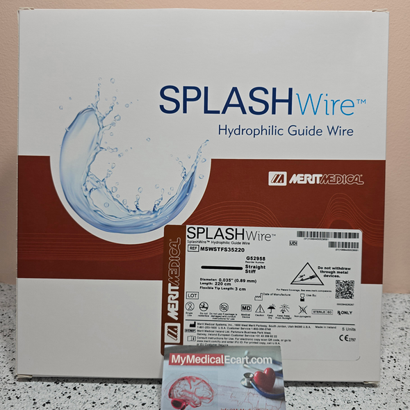 Medical MSWSTFS35220 SPLASHwire™ Hydrophilic Steerable Guide Wire 0.035" STIFF STRAIGHT, 0.035” (0.89 mm) X 220cm, 3.0mm Straight Tip, Box of 05