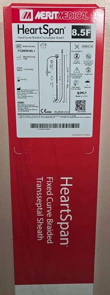 Medical FCB8563ML1 HeartSpan® Fixed Curve Braided Transseptal Sheath, 8.5 Fr x 63cm, ML1 Curve angle.  Box of 01