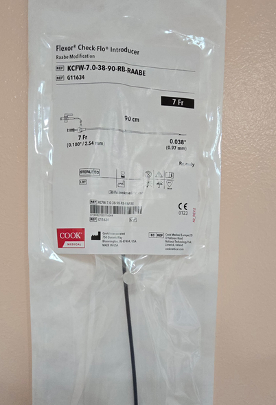 COOK G11634 Flexor® Raabe Guiding Sheath 7Fr, KCFW-7.0-38-90-RB-RAABE, With Check-Flo® Valve 90 cm x 0.038" (.97 mm), Pack of 01
