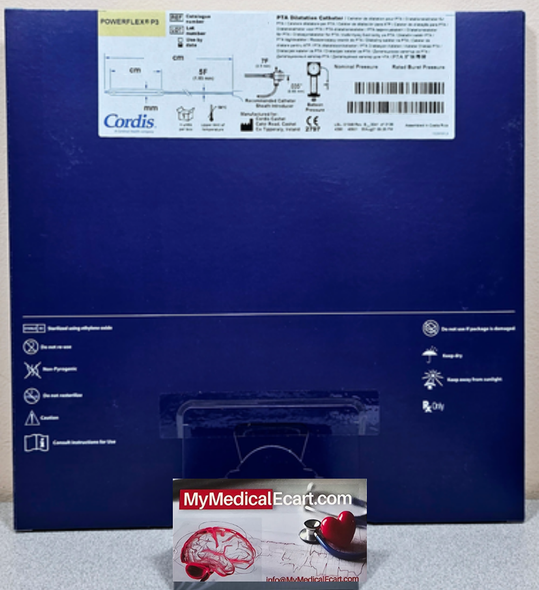 Cordis 4208040S POWERFLEX® P3 PTA Dilatation Catheter 420-8040S 6Fr with 8mm X 4cm Over-The-Wire Balloon 80 cm Length, Box of 01