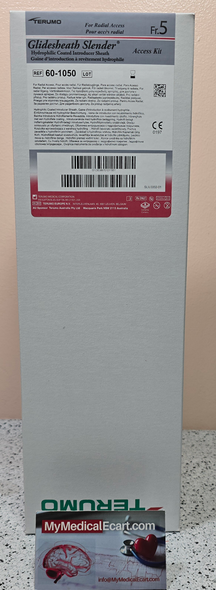 Terumo 60-1050 GLIDESHEATH SLENDER® Hydrophilic Coated Introducer Sheath, A Kit 5Fr 10cm 0.021" Plastic Shortangle 0.021” x 45cm, Needle Size 22G 25mm, Double Wall Puncture, Box of 5