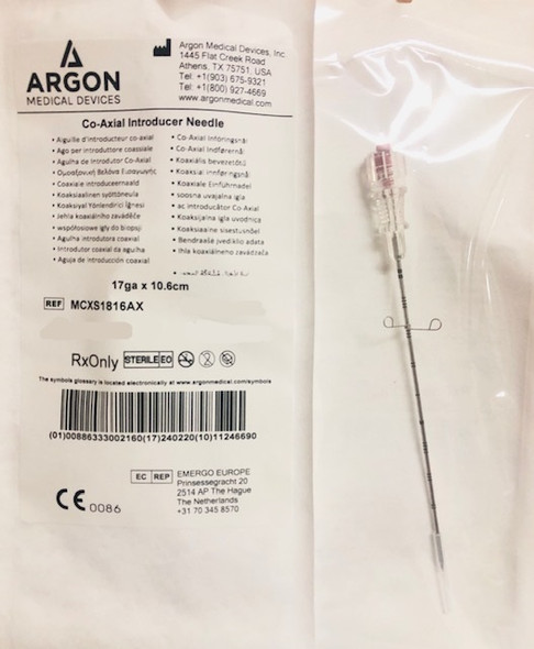 MCXS1816AX Pro-Mag™ Ultra Biopsy Needles Optional Echogenic Co-axial Introducer Needles 17G x 10.6cm co-axial to 765018160, Box of 10