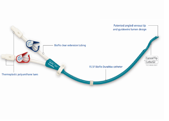 Angiodynamics H965103028171  BioFlo DuraMax  Dialysis Catheter,  15.5Fr X  22cm, Dual Valve, VascPak Kit, Box of 05