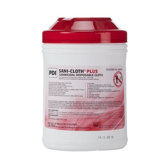 Surface Disinfectant Cleaner Sani-Cloth® Plus Germicidal Wipe 160 Count NonSterile Canister Disposable Alcohol Scent