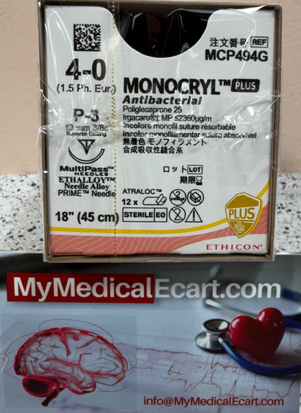 Ethicon MCP494G MONOCRYL® Plus Antibacterial (poliglecaprone 25) Suture