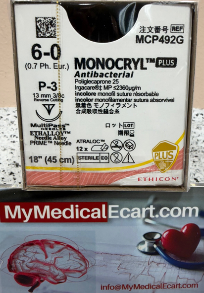Ethicon MCP492G MONOCRYL® Plus Antibacterial (poliglecaprone 25) Suture
