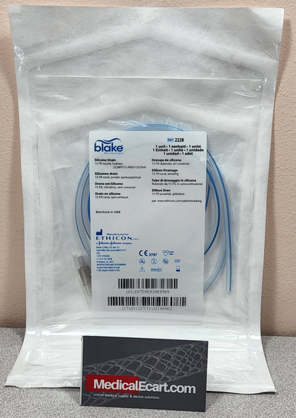 Ethicon 2228, BLAKE™ Silicone Drain, Size 15 FR, Round, Hubless, Case of 10