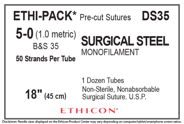 Ethicon DS35 ETHI-PACK Surgical Stainless Steel Suture