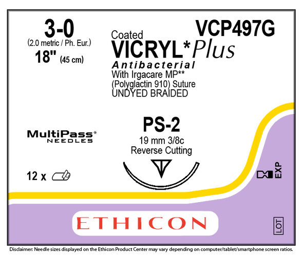 Ethicon VCP497G COATED VICRYL® Plus Antibacterial (polyglactin 910) Suture