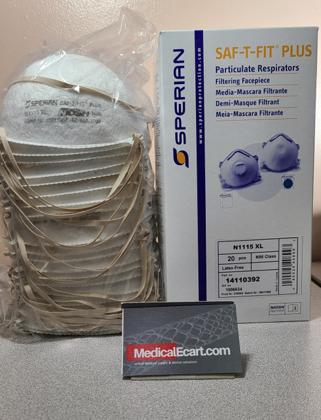 Honeywell 14110392 SAF-T-FIT Plus - N1115 XL, Molded Cup - N95 Particulate Respirator w/ Boomerang Nose Seal, XLarge, Box of 20