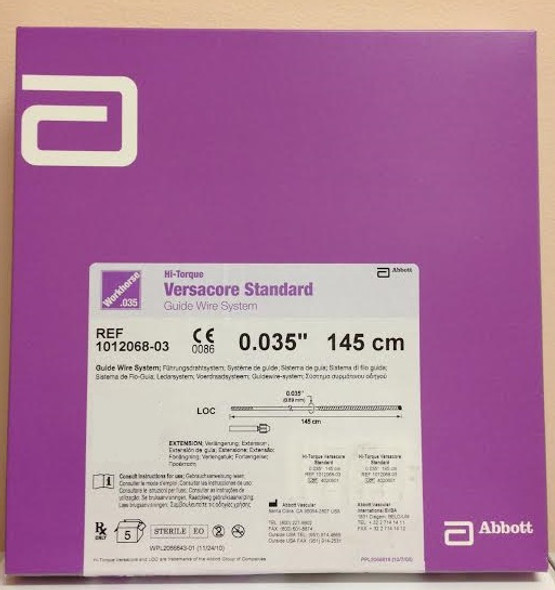 Abbott 1012068-03 Versacore Standard Hi-Torque Guide Wire System 0.035"  145cm