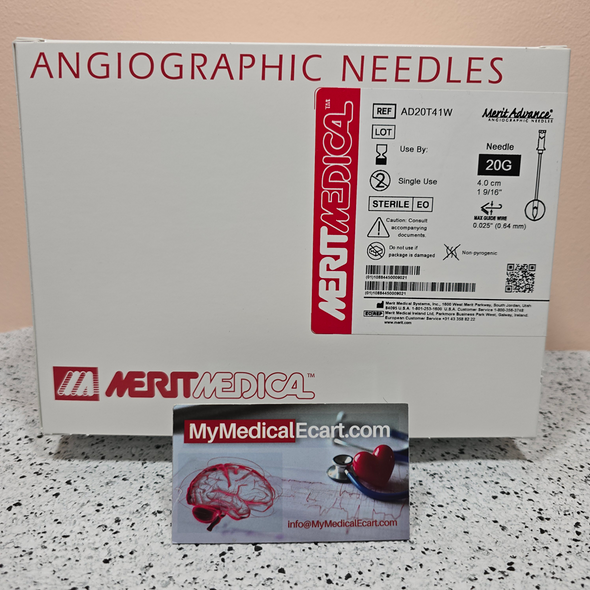 Medical AD20T41W Advance Angiographic Needle, 20G, Wall Thickness Thin, Accepts Wire .025” (0.64 mm), Length 4.0 cm (1 1/2 in), Finish Smooth, Yellow Hub. Box of 25