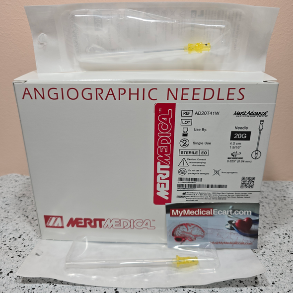 Medical AD20T41W Advance Angiographic Needle, 20G, Wall Thickness Thin, Accepts Wire .025” (0.64 mm), Length 4.0 cm (1 1/2 in), Finish Smooth, Yellow Hub. Box of 25