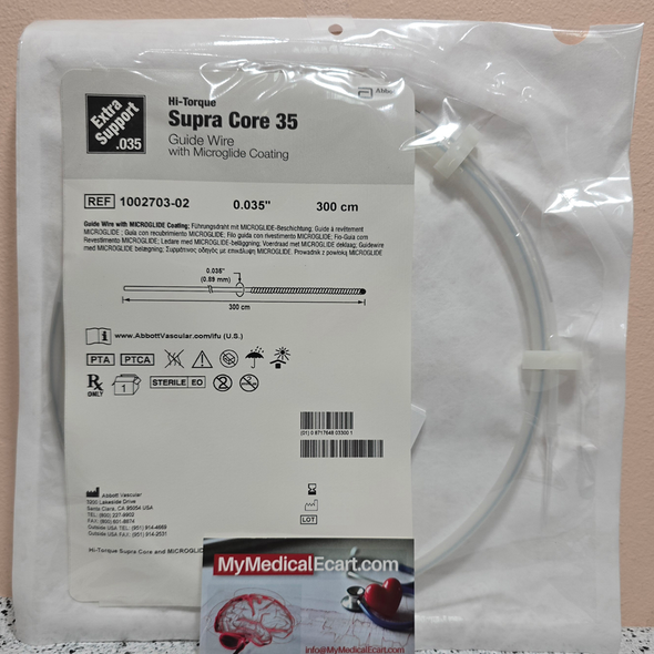 1002703-02 Abbott Hi-Torque Supracore Peripheral Guide Wire .035x300cm Supra Core