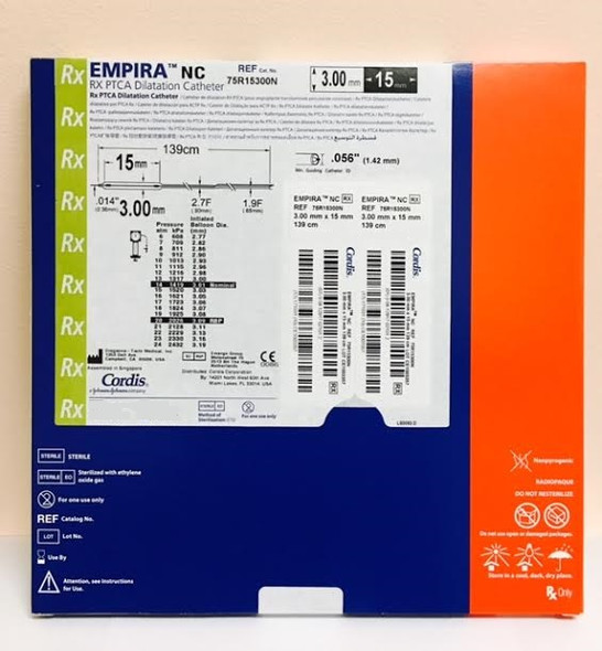 Cordis 75R15300N EMPIRA ™ NC RX PTCA Post-Dilatation Catheter  3.00mm x 15mm