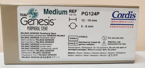 Cordis PG124P, PALMAZ® GENESIS® Balloon Expandable Stainless Steel Vascular Stent, Unmounted, 5MM, 12MM, Box of 1