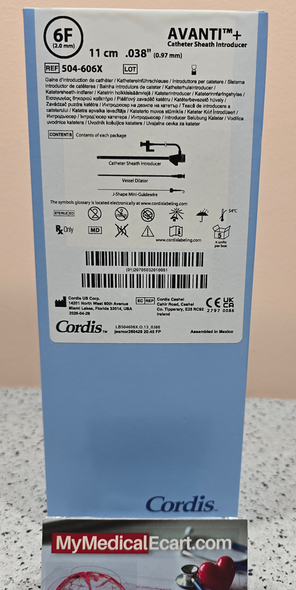 Cordis 504-606X, 6Fr. x 11cm AVANTI®, 504606X, + Standard Sheath Introducer with Mini-Guidewire, 0.038", 11CM Cannula, 6FR Box of 5