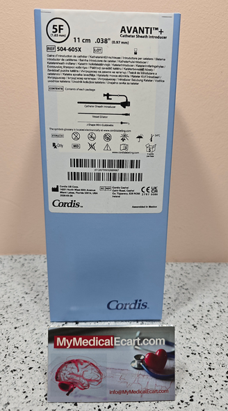 Cordis 504-605X, 6Fr. x 11cm AVANTI®, 504605X, + Standard Sheath Introducer with Mini-Guidewire, 0.038", 11CM Cannula, 5FR Box of 5