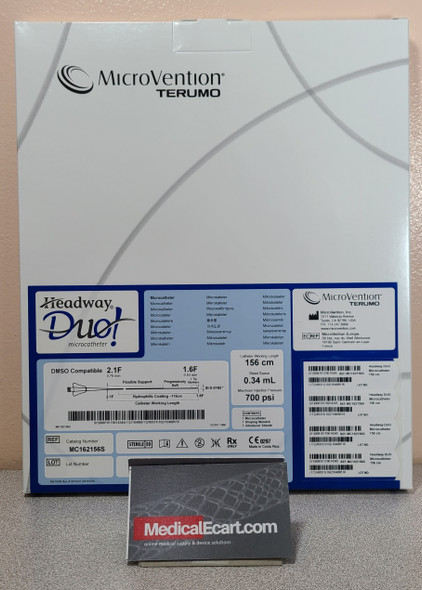 Terumo Neuro MC162156S  Headway® Duo 156cm Microcatheter with Hydrophilic Coating, ID 0.0165", Straight tip, 156cm, OD Prox. 2.1Fr. , Distal 1.6Fr, 2  tip markers. Box of 01
