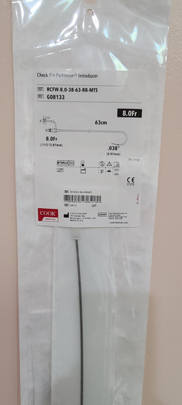 Cook G08133 Check-Flo Performer™ RCFW-8.0-38-63-RB-MTS Guiding Sheath, Mullins Design, Introducer 8Fr ; Sheath Length 63cm, Pack of 01