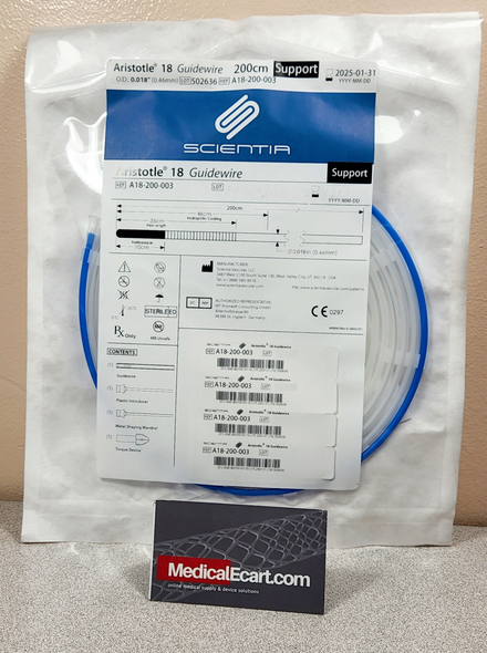 Scientia A18-200-003 Aristotle ® 18 Guidewire, SUPPORT Profile Wire, 0.018" X 200 cm Length, Box of 01