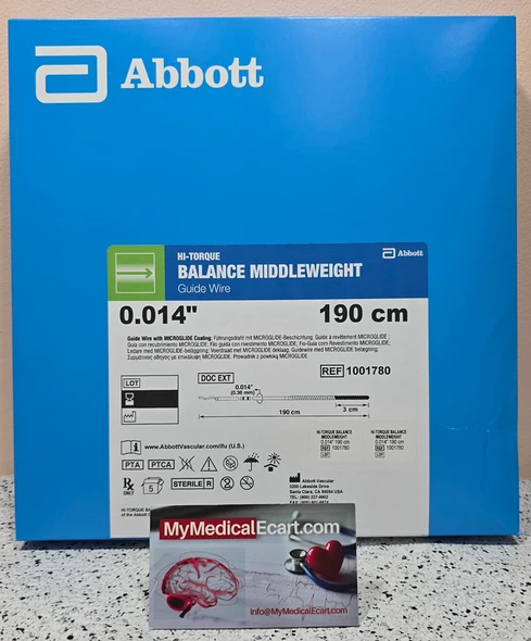 Abbott 1001780 HI-TORQUE BALANCE MIDDLEWEIGHT Guide Wire  0.014" x 190 cm. Box of 05