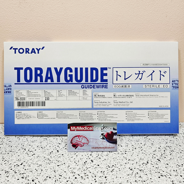Toray TRG-25230 TORAYGUIDE™guidewire, stainless steel  w/spring coil, 0.025”, 230 cm, Box of 05