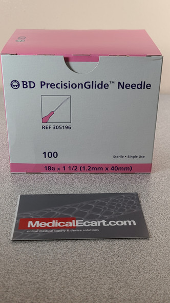 BD 305196 PrecisionGlide™ Hypodermic Needle Without Safety 18 Gauge 1-1/2 Inch Length