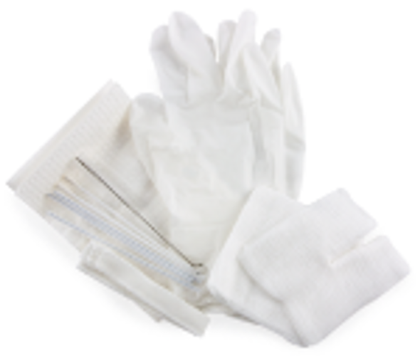 SELECT Tracheostomy Care Kit with gloves, towel, tracheostomy dressing, gauze pads, twill tape, pipe cleaners, tracheostomy brush, and cotton-tipped applicators - 100126