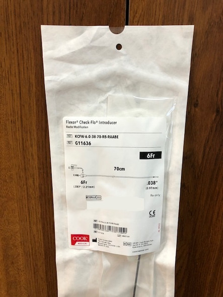 G11636 Flexor  Raabe Guiding Sheath KCFW-5.0-38-70-RB-RAABE, 6Fr , ID 2.2mm, 70cm, Accepts GW Dia.038 each